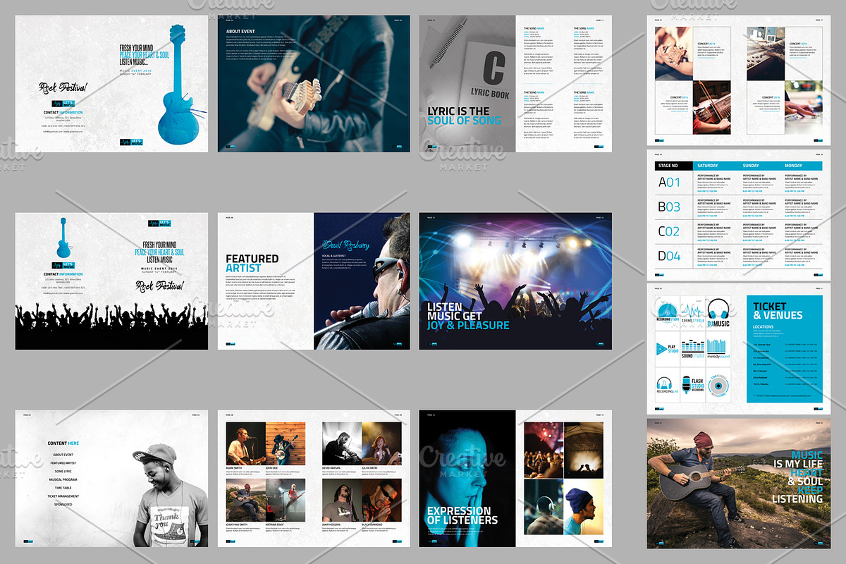 Music Festival Brochure+Ticket, a Brochure Template by SmmrDesign (Photo 4 of 20)