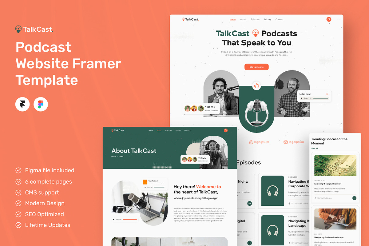 TalkCast - Podcast Website Framer, a Websites & App Template by peterdraw (Photo 1 of 5)