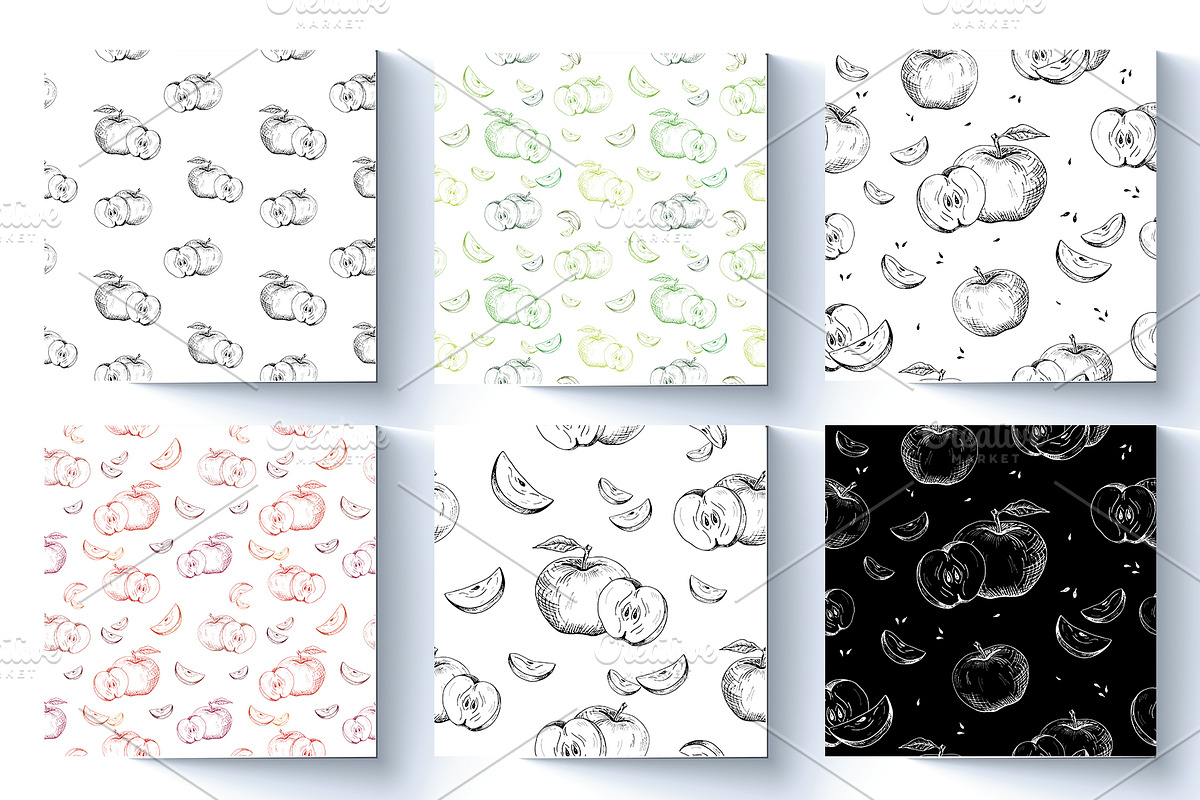 Apples. Sketches and patterns, an Illustration by Canatic (Photo 4 of 17)