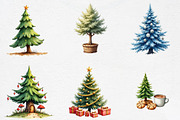 Watercolor Christmas Tree Clipart Bu, an Illustration by CrexoraLab (Thumbnail 2 of 5)