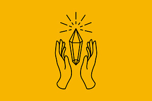 hands diamond gold sunburst logo, a Branding & Logo Template by devastd