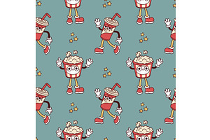 Groovy cinema characters seamless, a Texture Illustration by YummyBuum