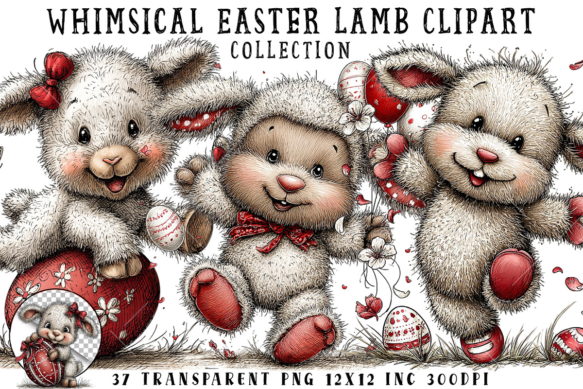 Whimsical Easter Lamb Clipart, an Illustration by OK Design (Photo 1 of 6)