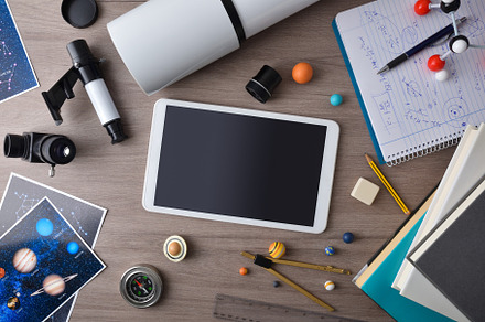 Astronomical study with technological tools such as tablet and t, a School & Education Photo by Davizro's Market