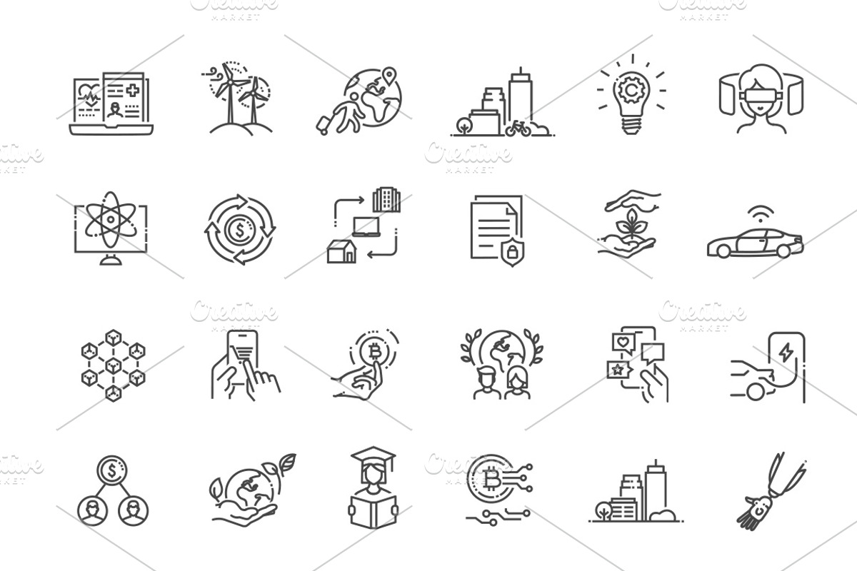 Innovation and Technology Icons, an Outline Icon by Tettygreen (Photo 2 of 2)