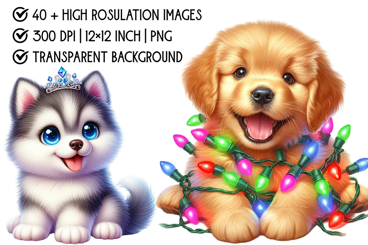 Christmas Dog with Lights Clipart, an Illustration by Pixels.Craft (Photo 4 of 6)