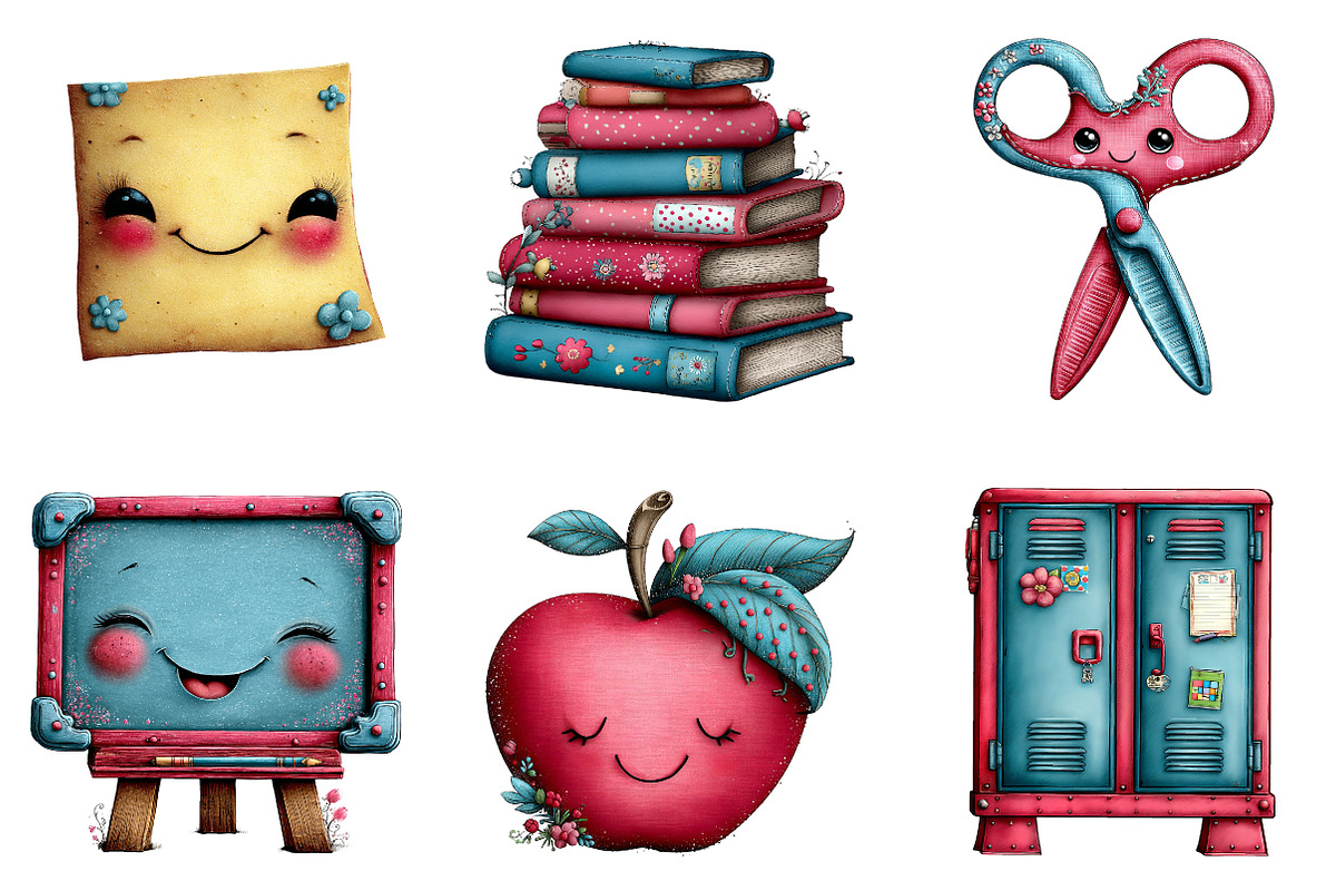 Cute School Clipart, a Seasonal Illustration by CreationArt (Photo 4 of 5)