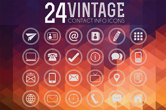 Vintage Contact Info Icon Vector Set preview 3