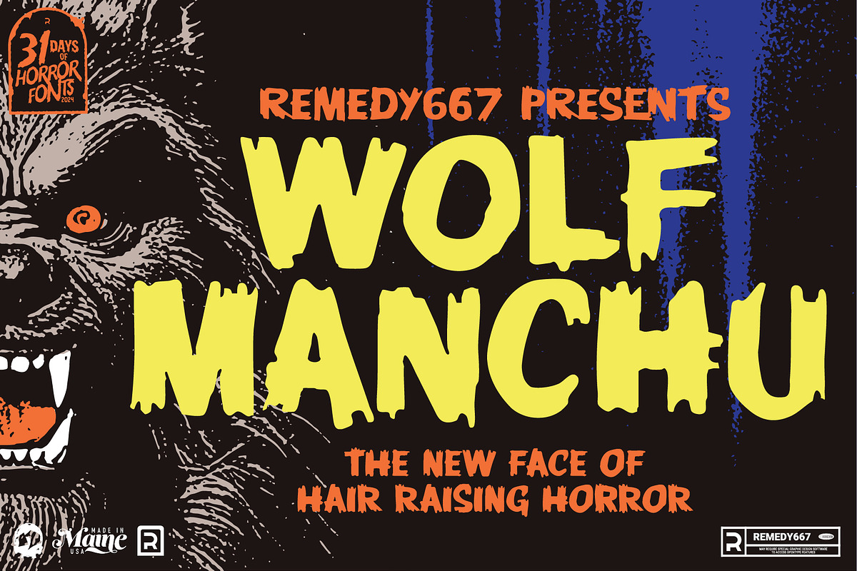 Wolf Manchu - Layered Horror Font, a Font by Remedy667 (Photo 1 of 7)