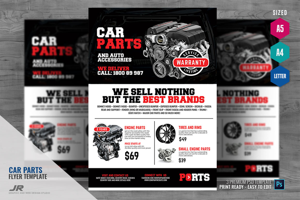 Car Parts And Auto Supply Center Fly by Psdpixel  Creative Market