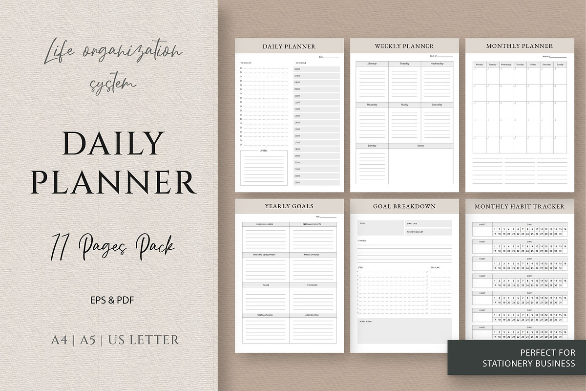 Daily & Weekly Planner, a Stationery Template by Anatartan Design (Photo 1 of 6)