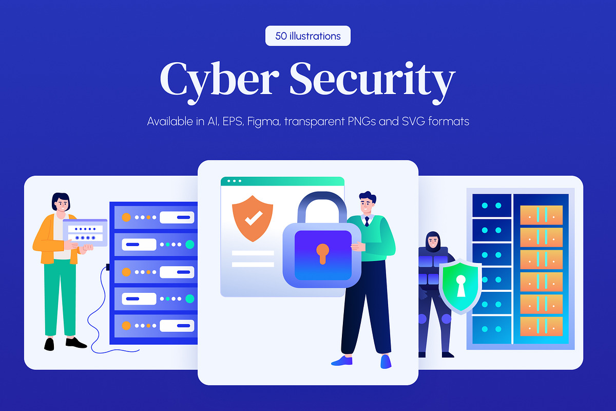 Cyber Security Illustration Set, a Technology Illustration by Brickclay (Photo 1 of 8)