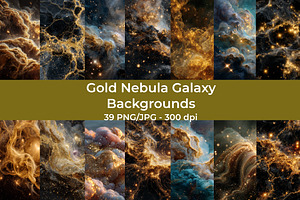 Gold Nebula Galaxy Backgrounds, a Texture Illustration by InkyQueenArt