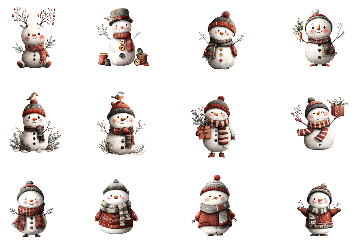 Whimsical Snowmen Clipart, an Illustration by Designworld (Photo 3 of 4)