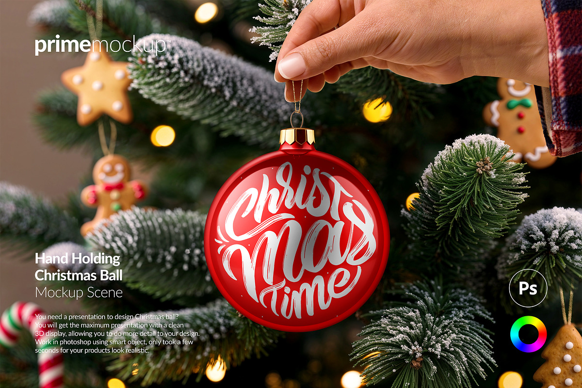 Hand Holding Christmas Ball Mockup, a Product Mockup by PrimeMockup (Photo 1 of 10)