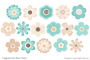 Aqua Vector Flowers Clipart, an Illustration by Amanda Ilkov (Thumbnail 3 of 4)