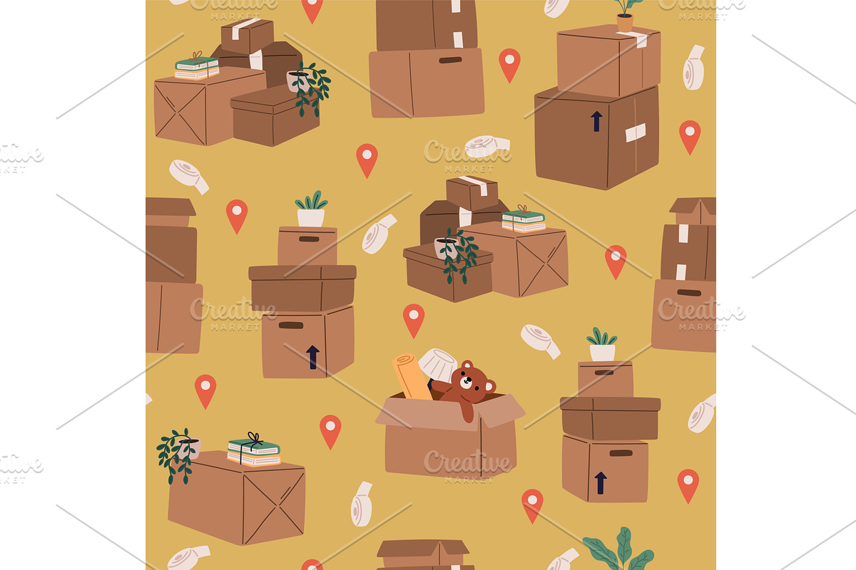 Cardboard boxes of household items, an Object Illustration by Vectorbuum