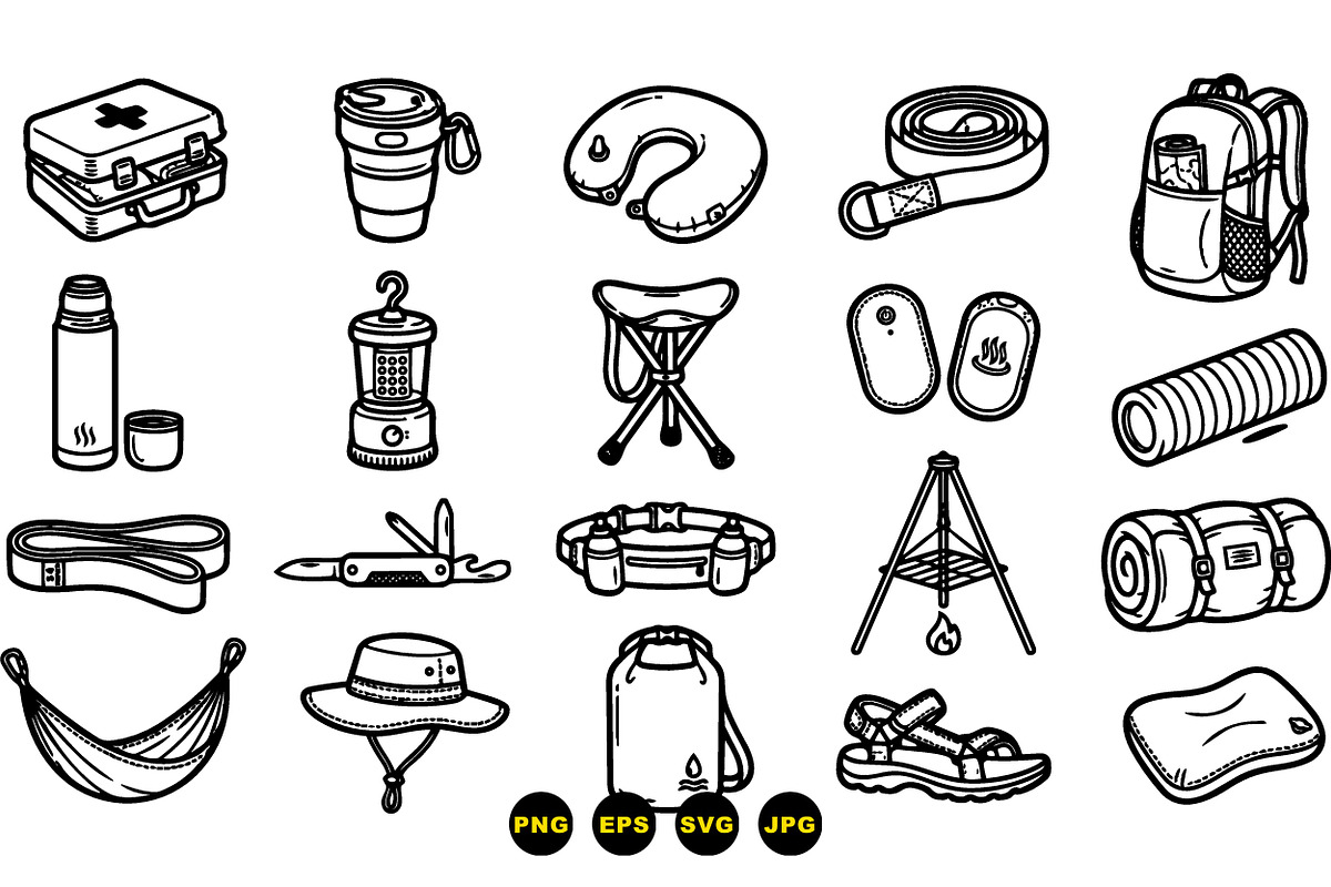 Outdoor Camping Gear Clipart Set, an Illustration by designvectx (Photo 3 of 3)