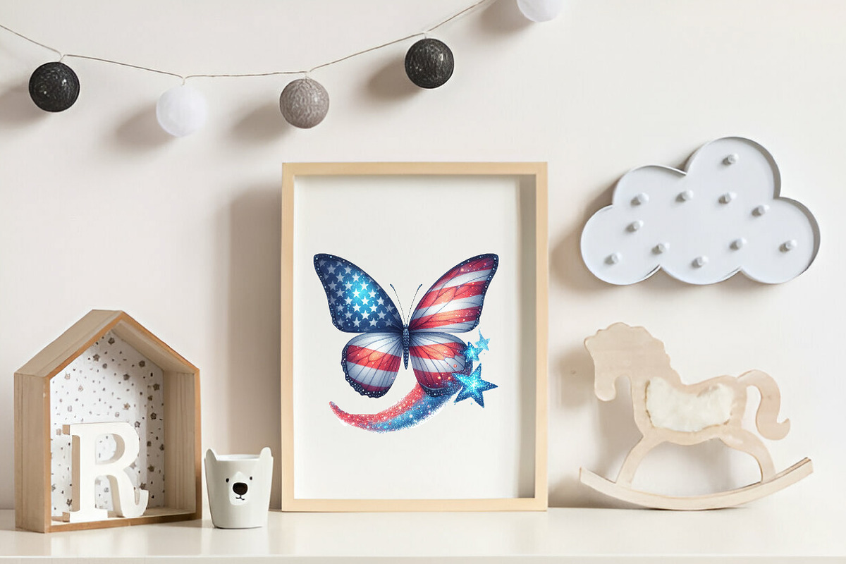 Watercolor 4th of July Butterfly Cli, an Illustration by CreationArt (Photo 5 of 9)