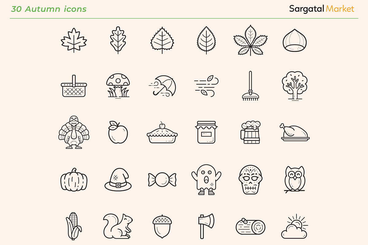 Four Seasons Outline Icons BUNDLE, an Icon by Sargatal (Photo 5 of 7)
