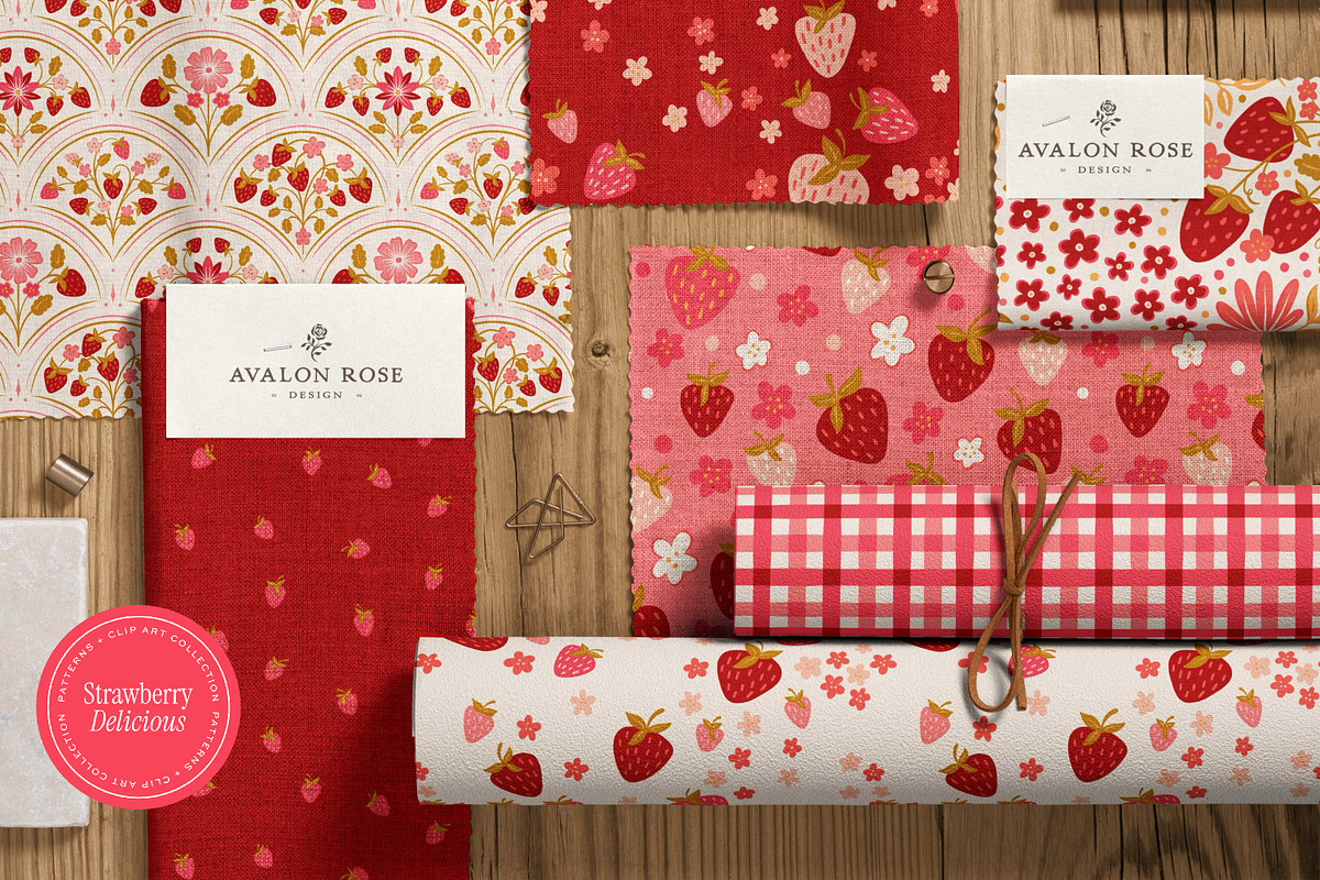 Strawberry Patterns & Clip Art, a Pattern Graphic by Eclectic Anthology (Photo 2 of 12)