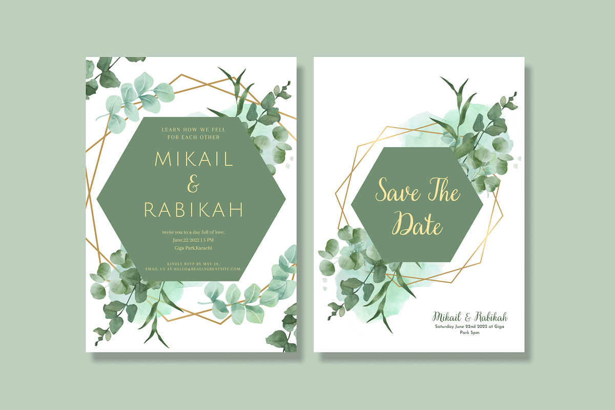 Leave Green Wedding Card, an Invitation Template by Weddinginvitation by Fati (Photo 2 of 2)