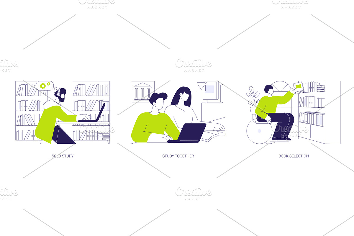 Library isolated cartoon vector, an Education Illustration by Visual Generation