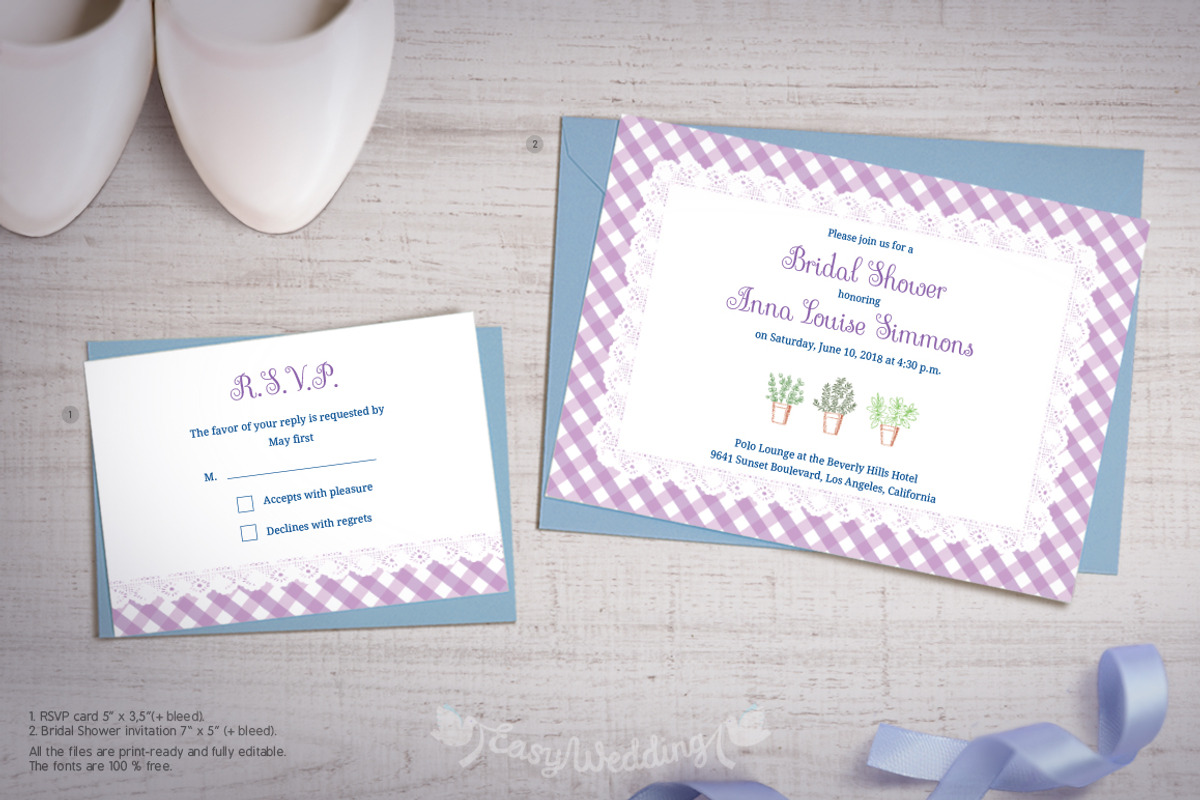 Provence Bridal Shower Set, an Invitation Template by Shiny Wedding (Photo 2 of 2)