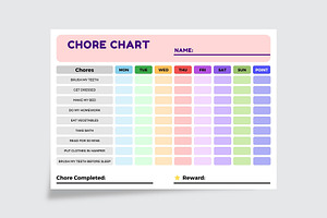 Colorful Chore Chart Template