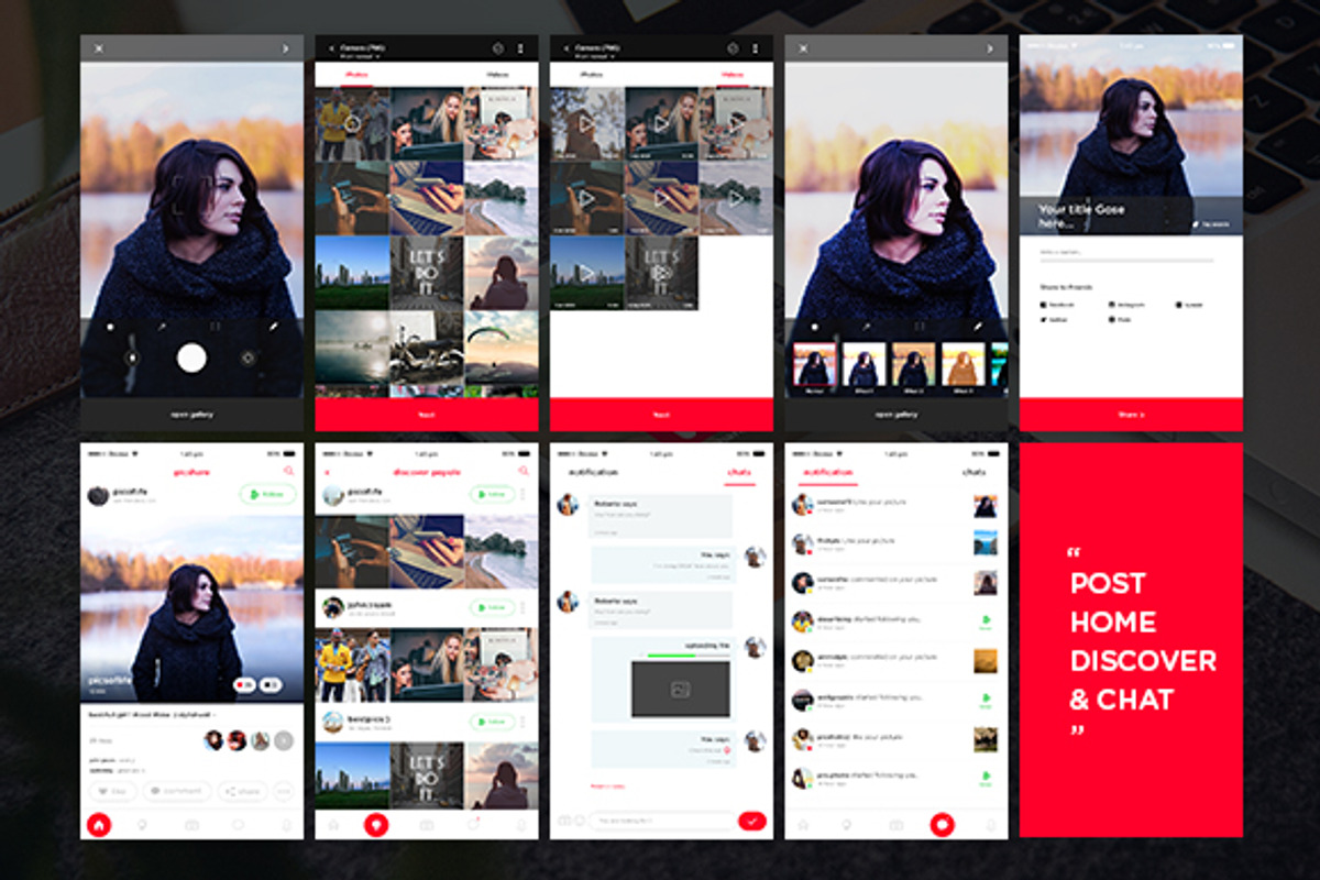 Picshare App UI Kit, an UI Kit Template by Awns Creators (Photo 3 of 5)