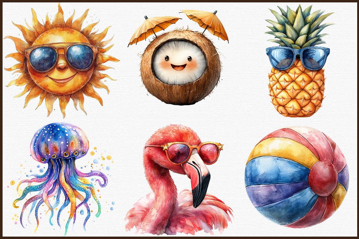 Funky Summer Clipart, an Illustration by Sublimation Artist (Photo 3 of 6)