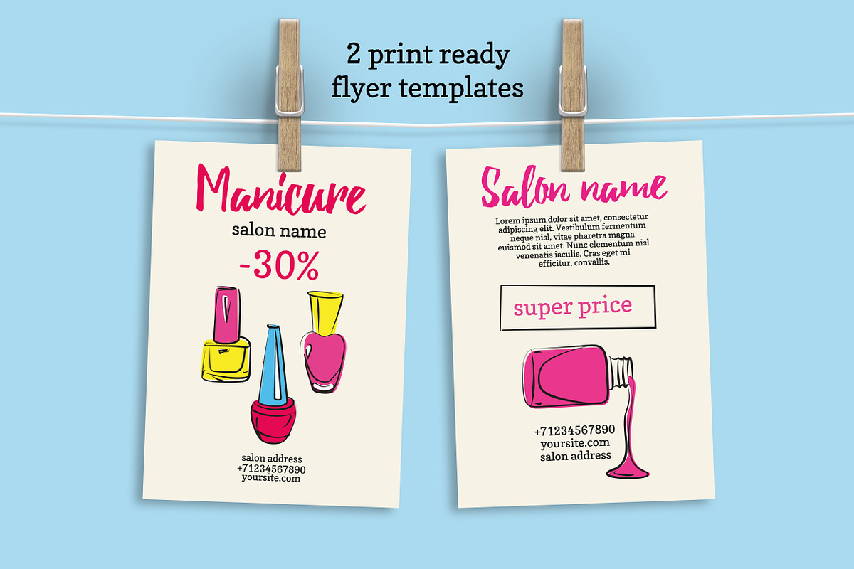 Nail branding set in pop-art style, a Poster Template by Holo Art (Photo 4 of 6)