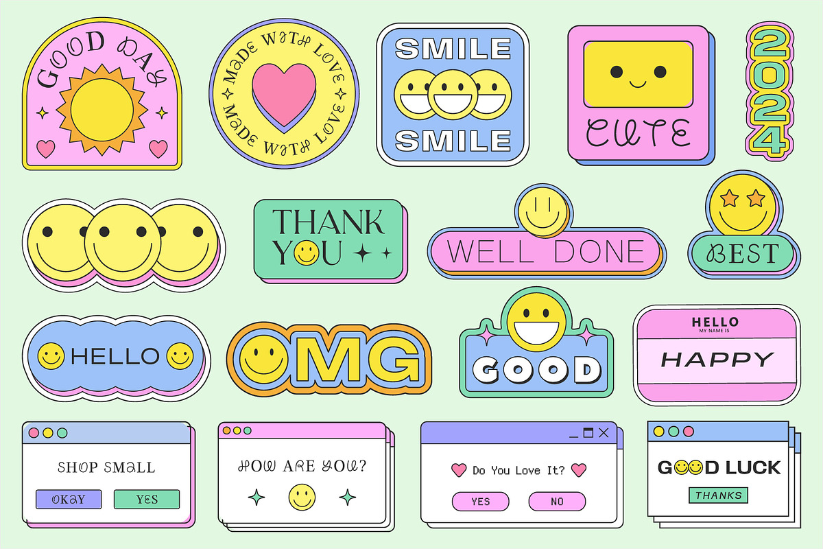 CARTOON STICKERS SET Y2K DESIGN, a Pattern Graphic by craftlove (Photo 5 of 10)
