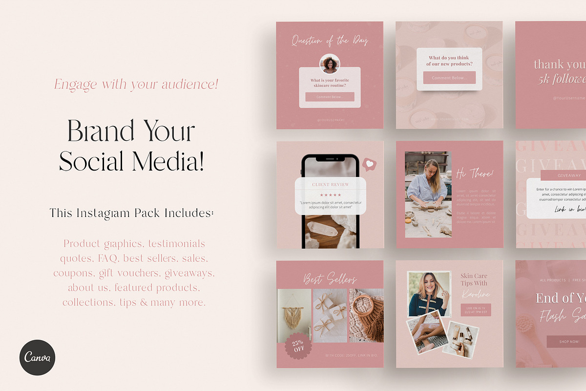 100 Social Media Post Templates, a Social Media Template by Gebers Marketing & Design (Photo 3 of 10)