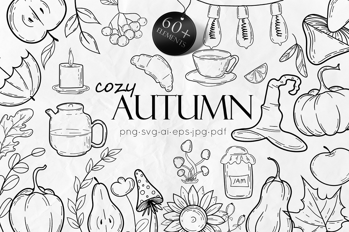 Cozy Autumn Doodles Line Art, an Object Graphic by Dervik Art Store (Photo 1 of 6)