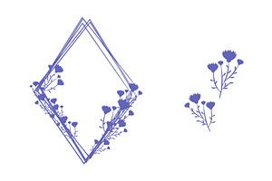Periwinkle floral diamond frame, an Object Illustration by okskukuruza