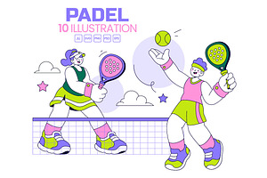 10 Padel Vector Illustration, a Sport Illustration by denayunebgt