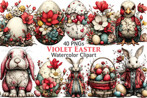 Easter Clipart Violet Easter, an Illustration by Pixels.Craft