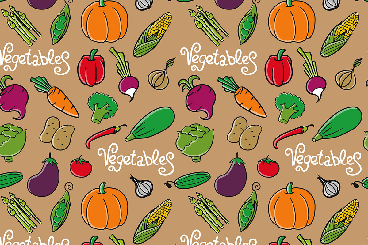 4  patterns with vegetables & fruits, a Pattern Graphic by Nata Savina Art (Photo 2 of 3)