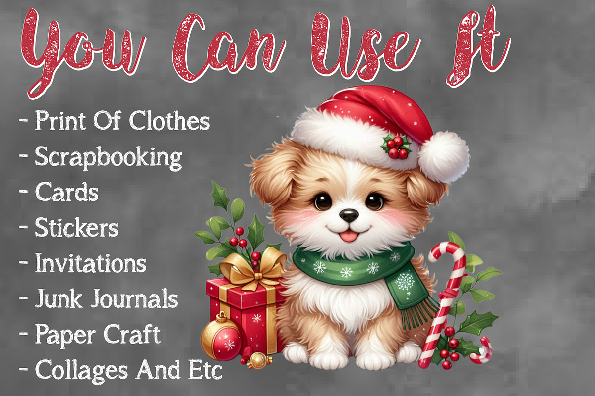 Christmas Cute Puppy Sublimation, a Seasonal Illustration by Craft Nest (Photo 5 of 5)