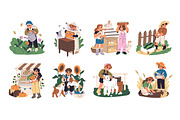 Happy, cute children farmers set, a Person Illustration by PaperTrident (Thumbnail 1 of 9)