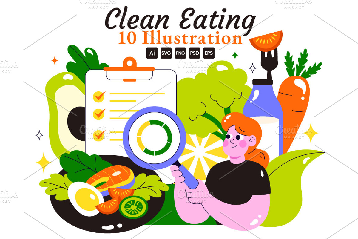 10 Clean Eating Illustration, a Food Illustration by denayunebgt (Photo 1 of 4)
