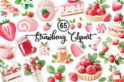 Strawberry Watercolor Clipart Set, an Illustration by CreationArt (Thumbnail 1 of 5)