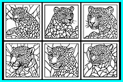 Stained Glass Leopard Coloring Pages, an Animal Illustration by protabsorkar11 (Thumbnail 4 of 6)