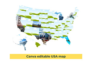 Editable America Map in Canva, a Presentation Template by DigitalDesignsLaura