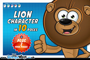 Lion Cartoon - In 12 Poses - 2 FREE!, an Animal Illustration by DesignWolf (Thumbnail 1 of 2)