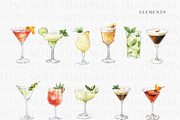 Watercolor Classic Cocktails Clipart, a Decorative Illustration by ThaismotaCreativeCo (Thumbnail 3 of 6)