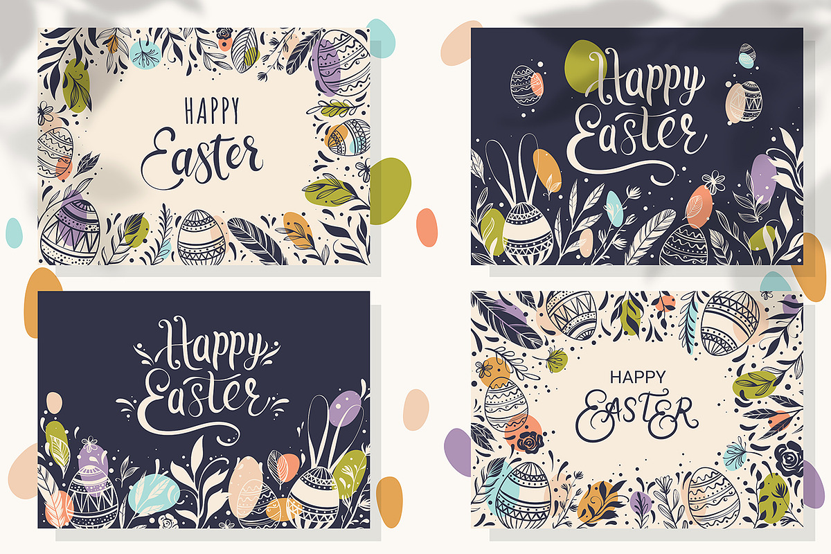 16 Vector Colorful Easter Cards, a Seasonal Illustration by HmarkaShop (Photo 3 of 5)