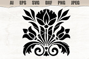 Stencil Floral Ornament Vector, a Decorative Illustration by MARYCRAFTIRIA (Thumbnail 1 of 3)