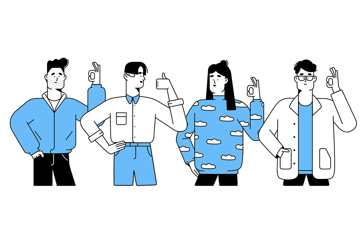 People gesture ok, show thumb up set, a Person Illustration by PaperTrident (Photo 7 of 13)